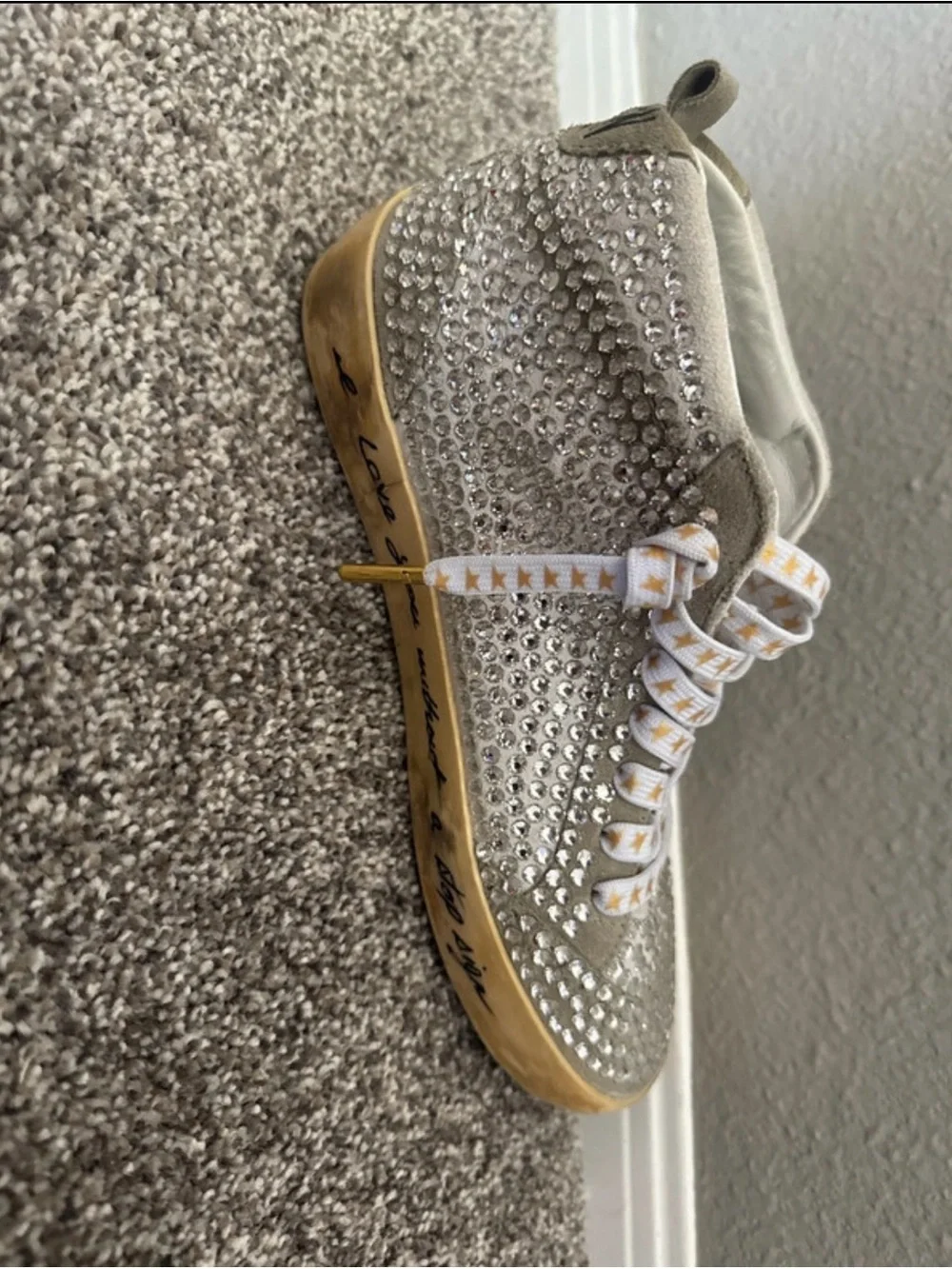 Golden Goose Silver Crystal High-Top Sneakers